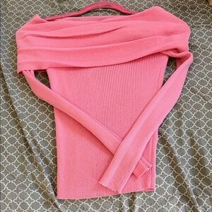 Zara Vibrant Pink Off-Shoulder Sweater